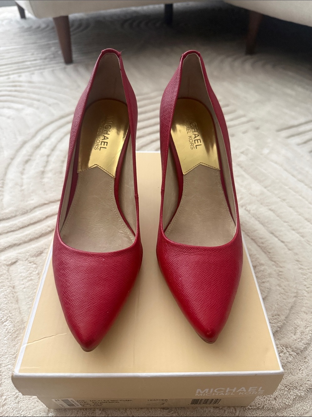 Michael Kors Red Pointed Leather Stiletto Pumps